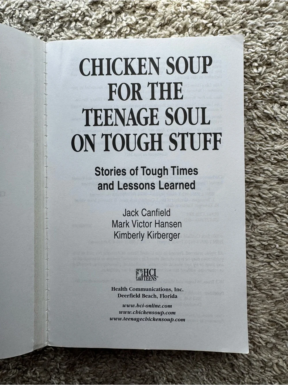 Chicken Soup for the Teenage Soul on Tough Stuff Canfield Hansen Paperback